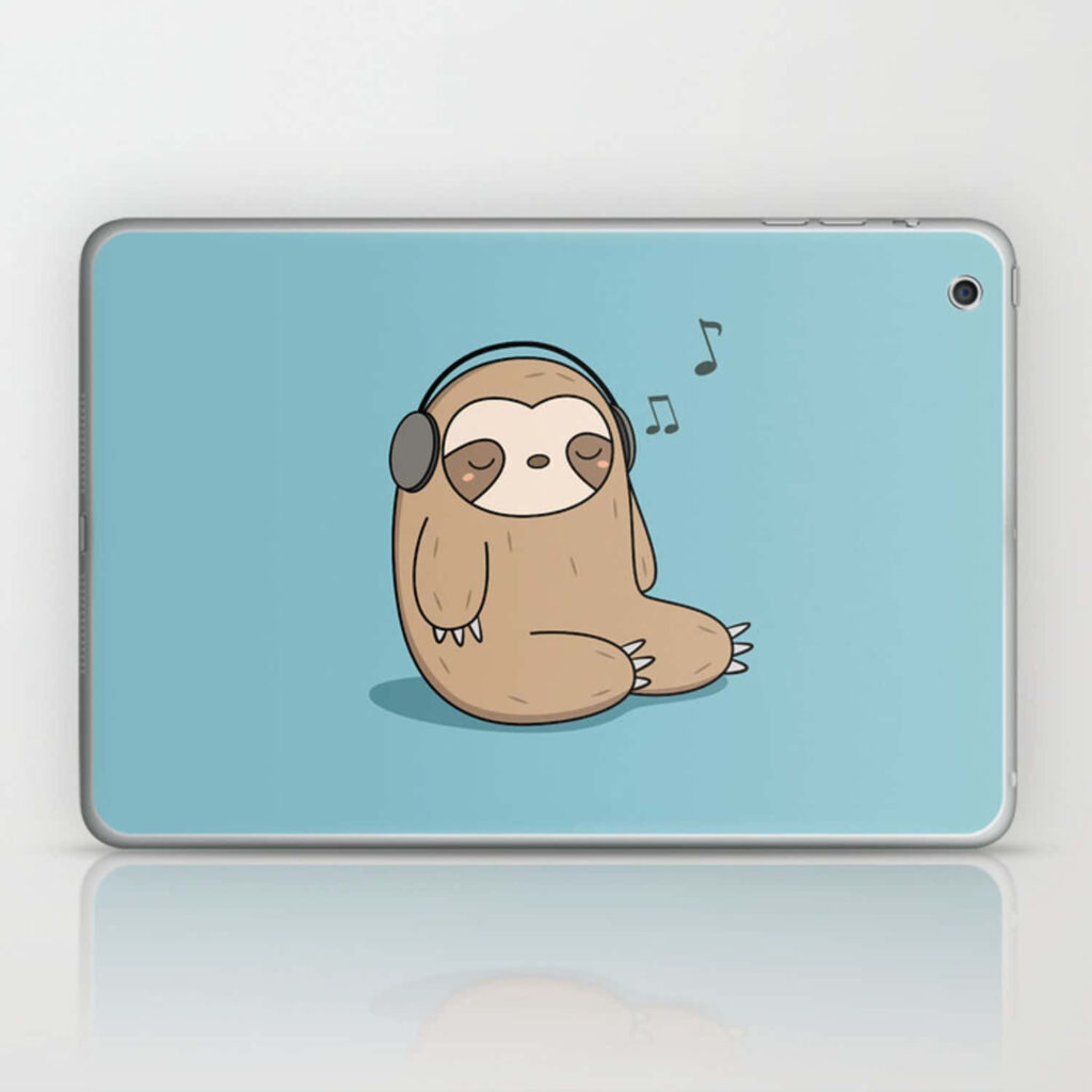 Charming Baby Sloth Wallpaper: Relaxing Cartoon Music Headphones