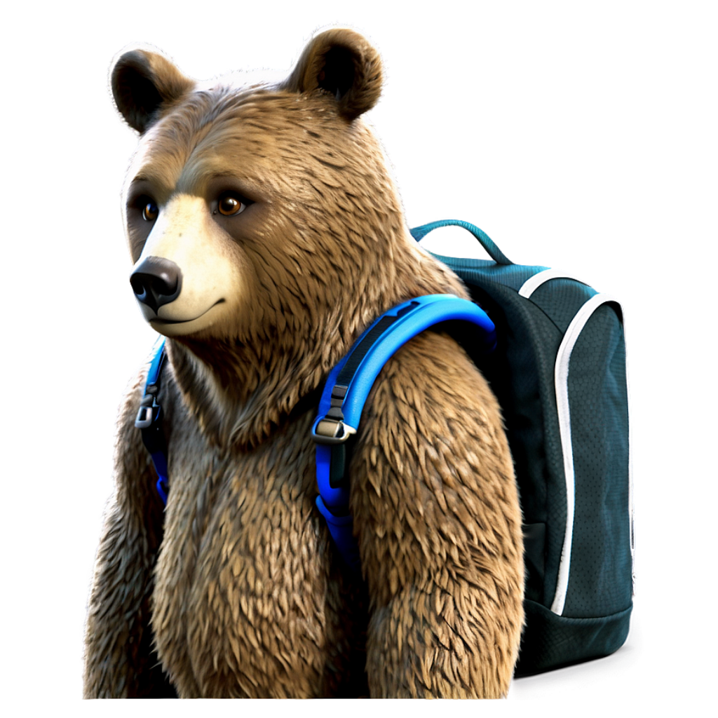 Charming Bear Wallpaper: Whimsical Design with Blue Backpack
