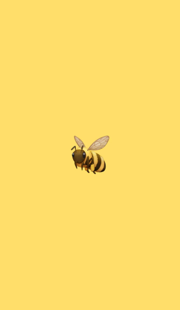 Cute bee with delicate wings on solid yellow background minimal aesthetic wallpaper design