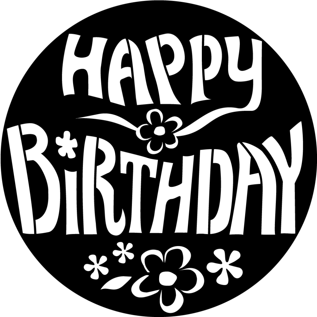 Charming Black Background Birthday Wallpaper with Floral Design