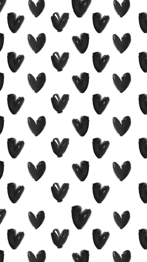Charming Black and White Heart Collage Wallpaper - Stylish Minimalist Background