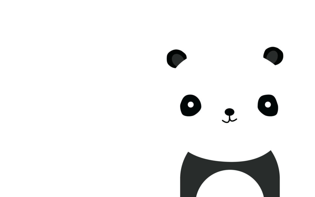 Charming Black and White Panda Minimalist Wallpaper for Clean Aesthetics