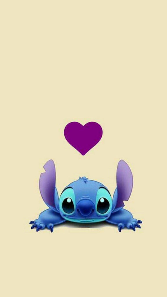 Charming Blue Character Wallpaper with Violet Heart for iPhone