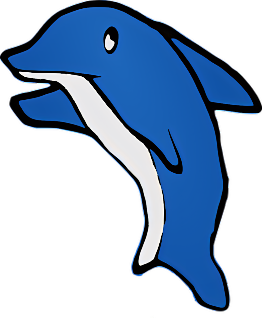 Charming Cartoon Blue Dolphin Wallpaper - Smooth Design Background