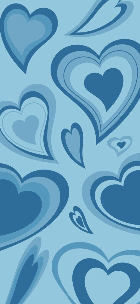 Cheerful Blue Doodle Hearts Wallpaper Background Design