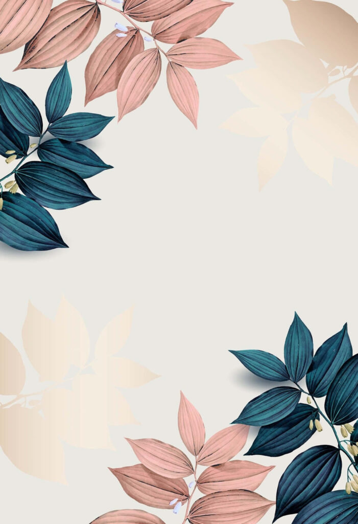 Charming Blue & Pink Leaf Wallpaper - Serene Pastel Background
