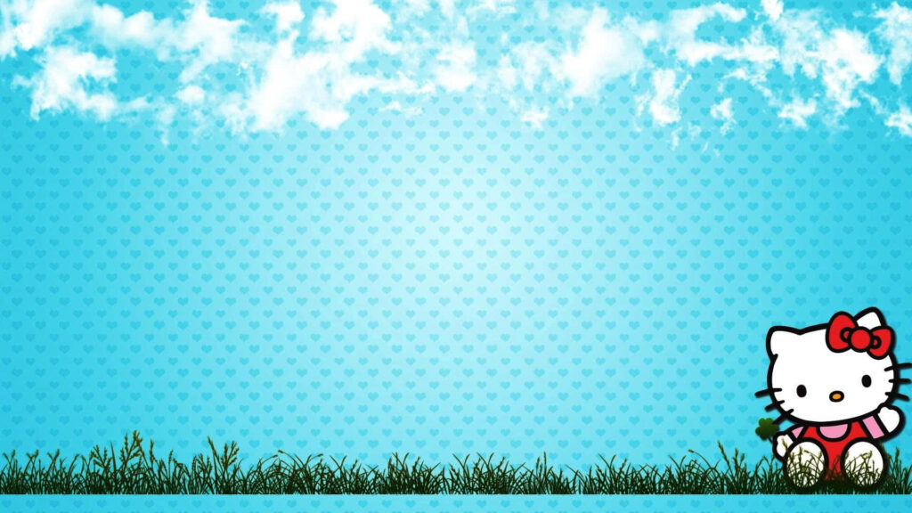 Whimsical Digital Wallpaper: Blue Sky, Fluffy Clouds & Beloved Character