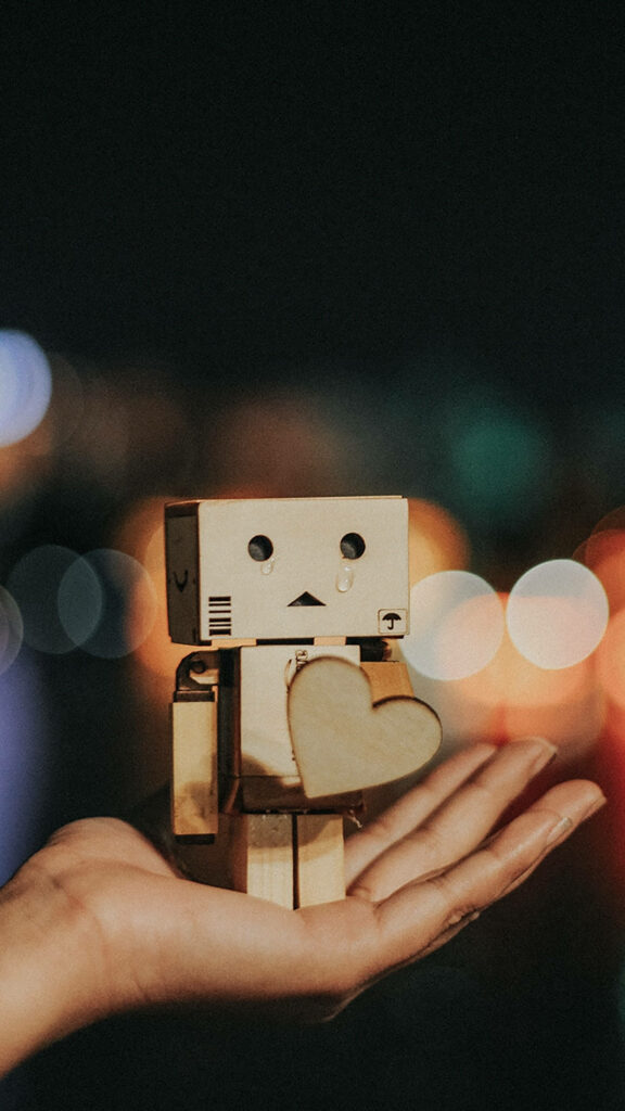 Charming Cardboard Robot Heart Wallpaper for Samsung Galaxy S6 Edge