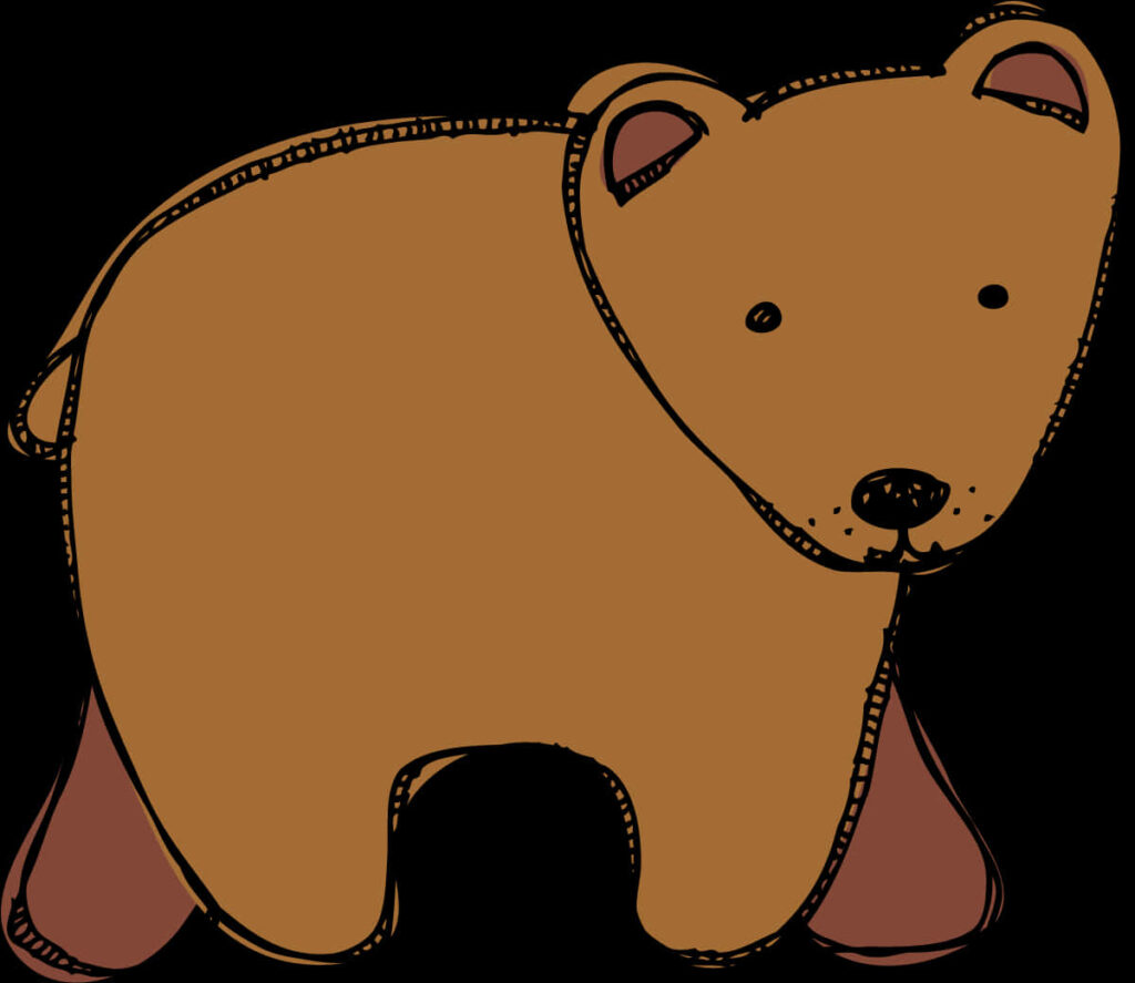 Charming Cartoon Brown Bear Wallpaper - Whimsical Minimalist Design