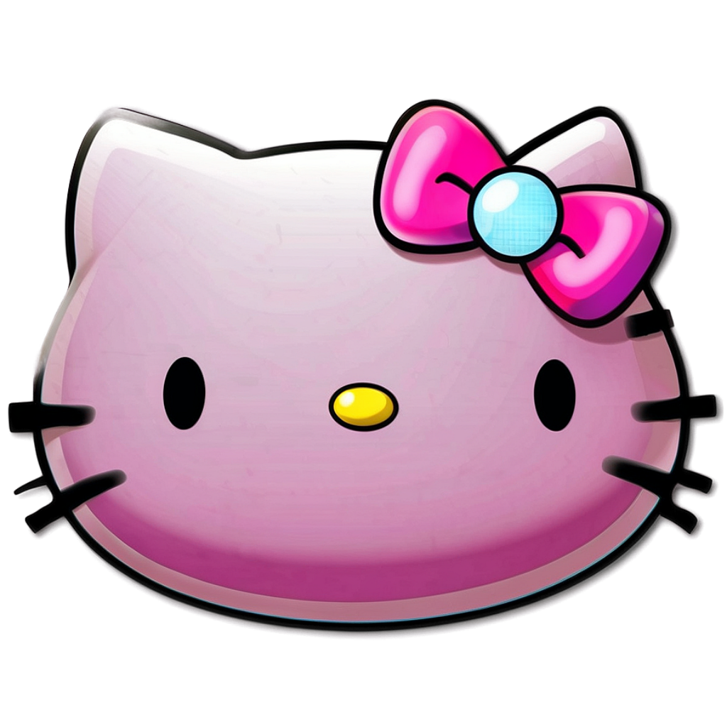 Charming Cartoon Cat Wallpaper with Bright Pink Bow & Soft Gradient