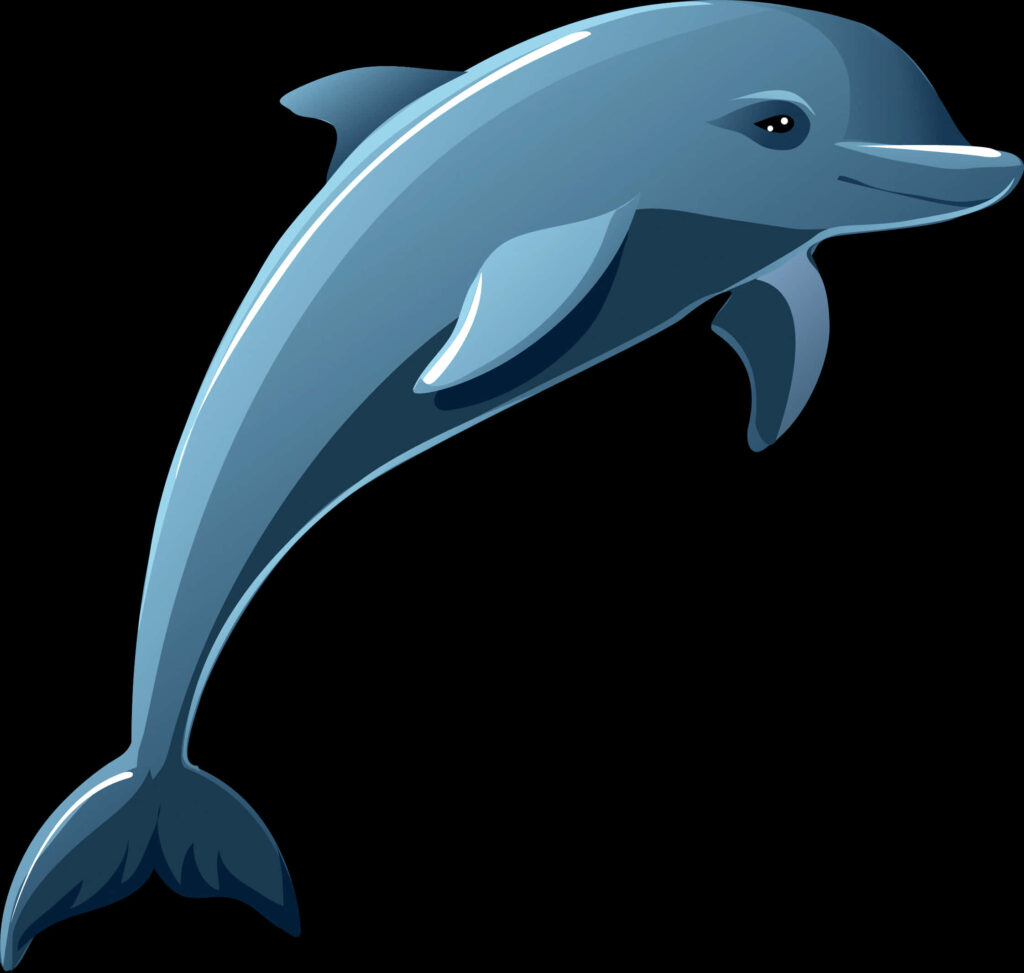 Cheerful Cartoon Dolphin Wallpaper - Playful Blue Background Delight