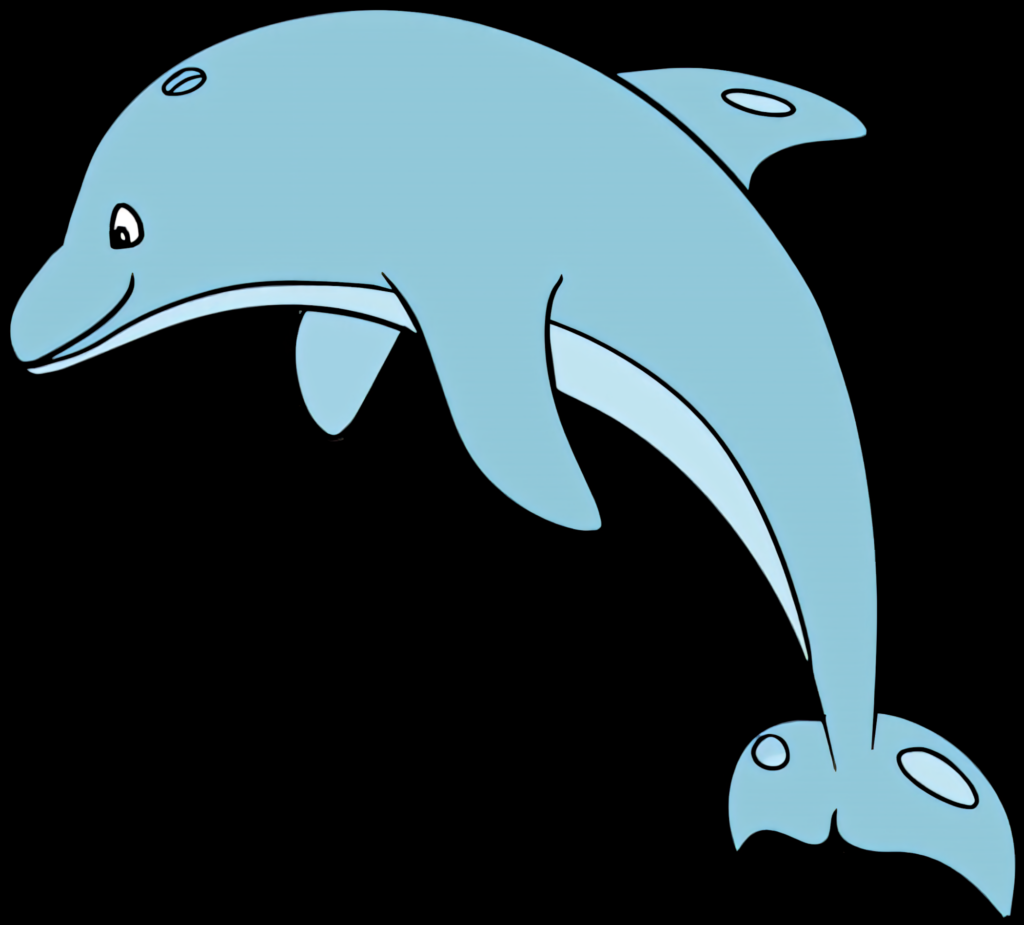 Cheerful Cartoon Dolphin Wallpaper with Transparent Background