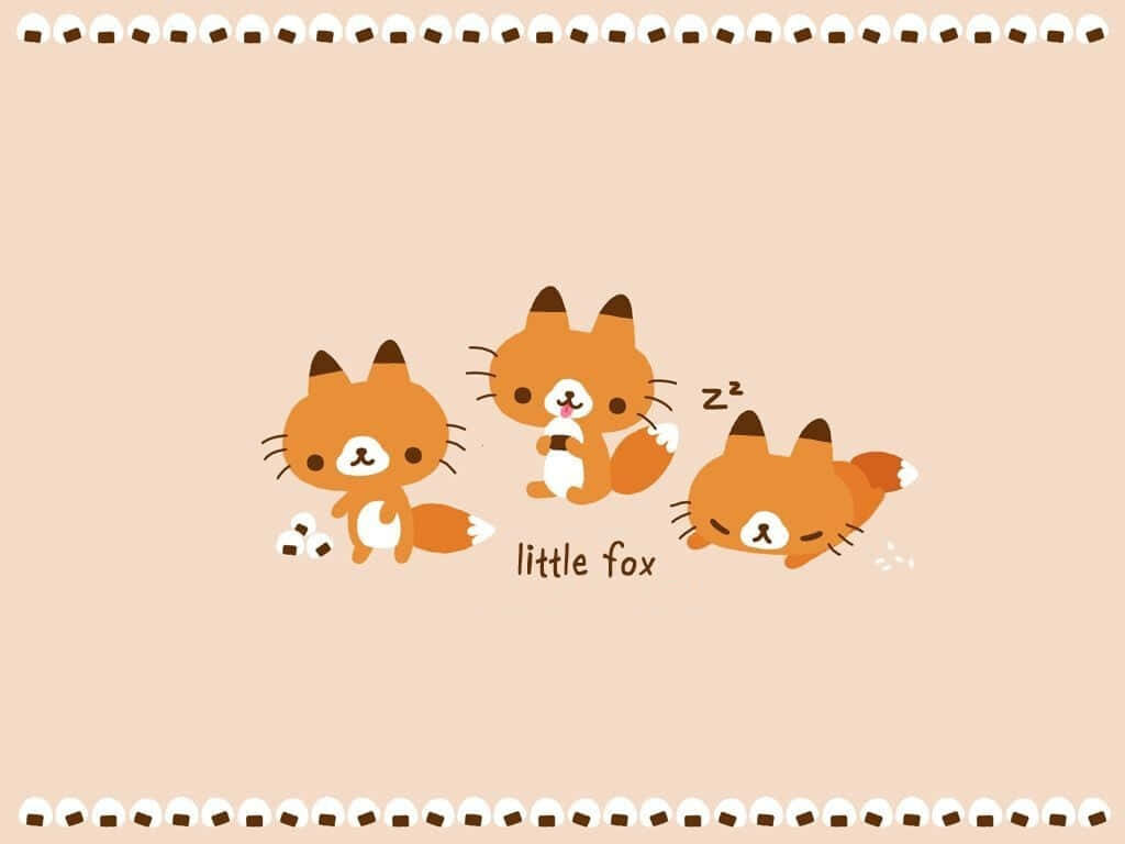 Charming Cartoon Fox Wallpaper in Soft Beige - Cozy Autumn Vibes