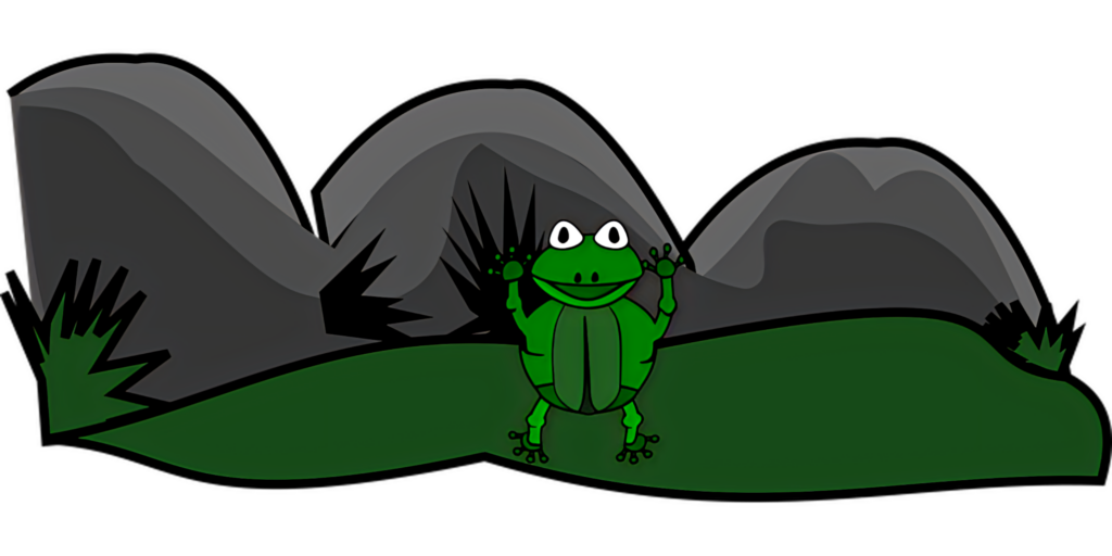 Charming Cartoon Frog at Night: Whimsical Starry Wallpaper