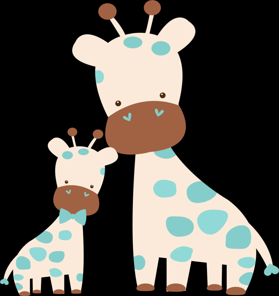 Charming Cartoon Giraffe & Calf Wallpaper for a Cheerful Background