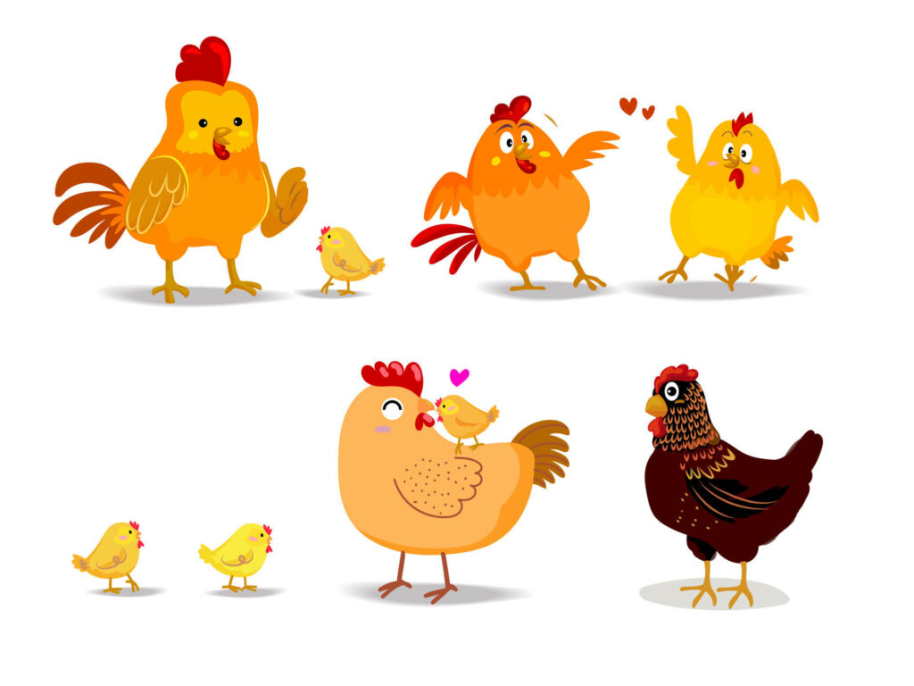 Colorful Cartoon Hens & Chicks Wallpaper - Whimsical Background Design