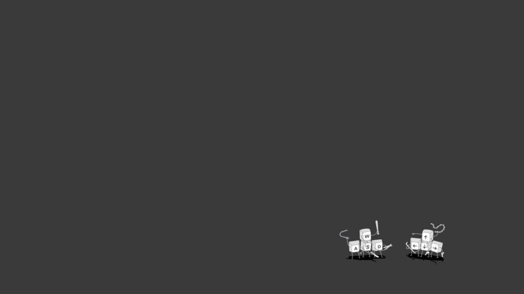 Charming Cartoon Keyboard Keys Minimalist Wallpaper on Dark Background