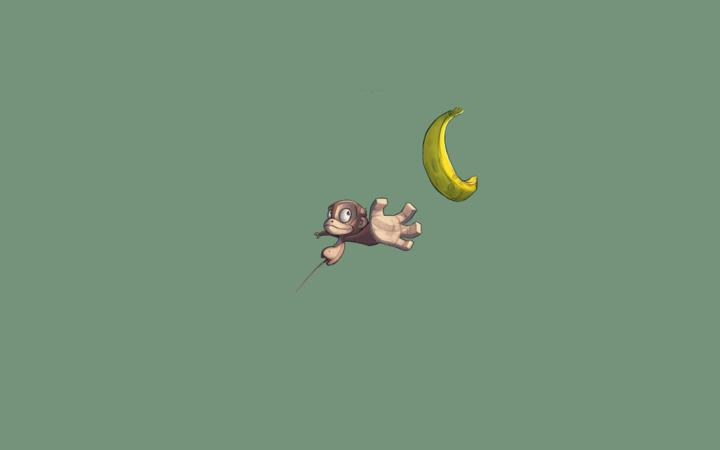 Adorable Monkey Cartoon Wallpaper with Green Background Design