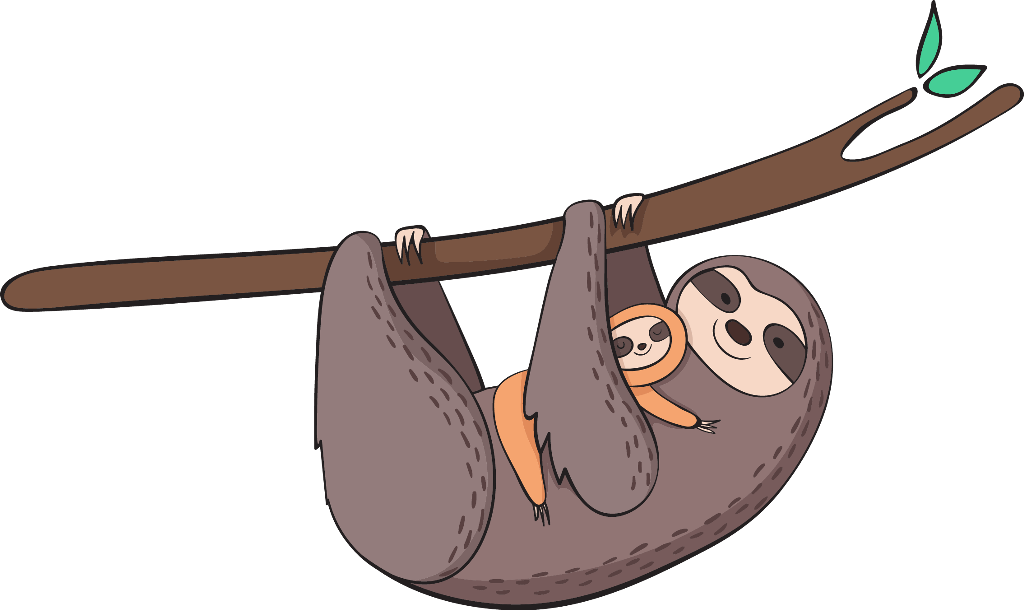 Charming Sloth Mother and Baby Wallpaper - Warm, Playful Design