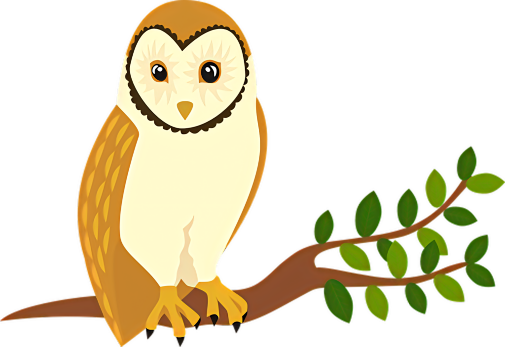Whimsical Cartoon Owl on Branch - Charming Nature Wallpaper