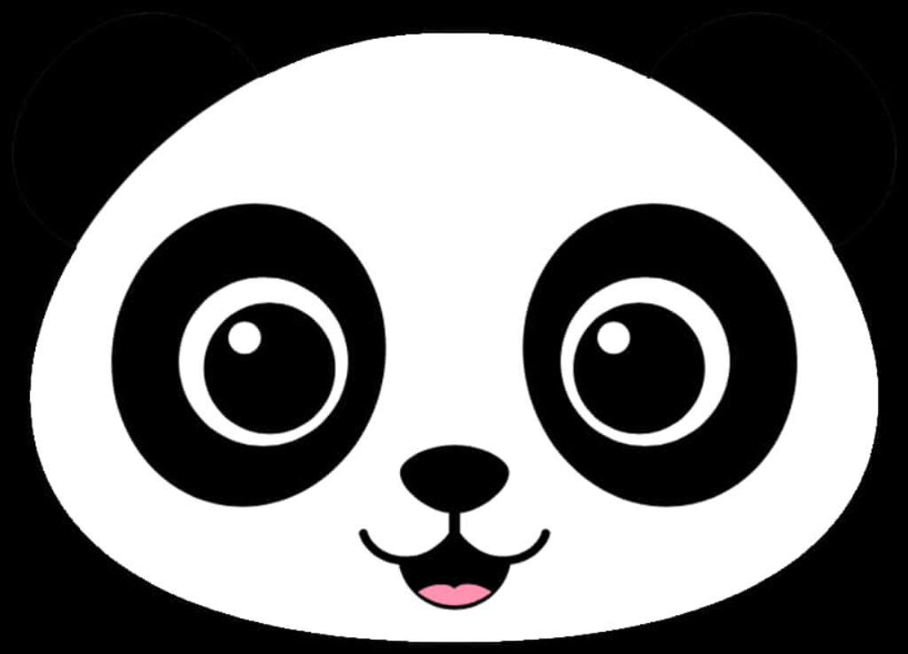 Charming Cartoon Panda Face Wallpaper: Whimsical Black & White Design