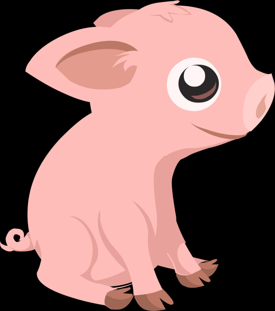 Charming Cartoon Piglet: Cute Pink Pig for Your Digital Background Wallpaper