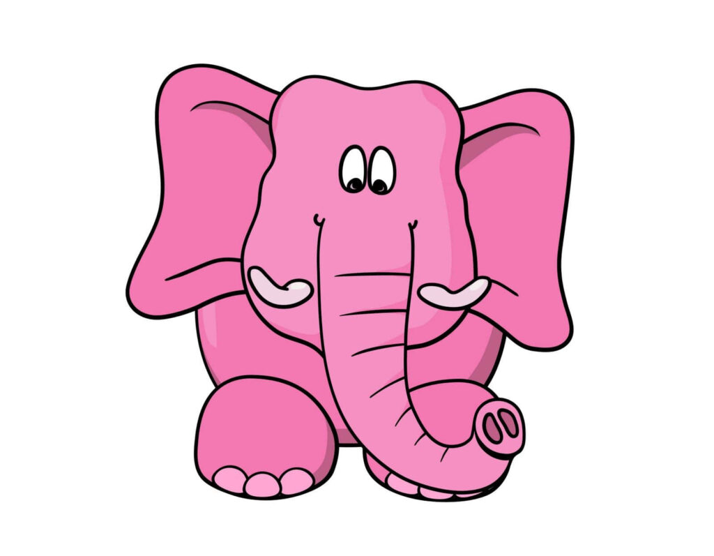 Whimsical Cartoon Pink Elephant Wallpaper for Playful Spaces