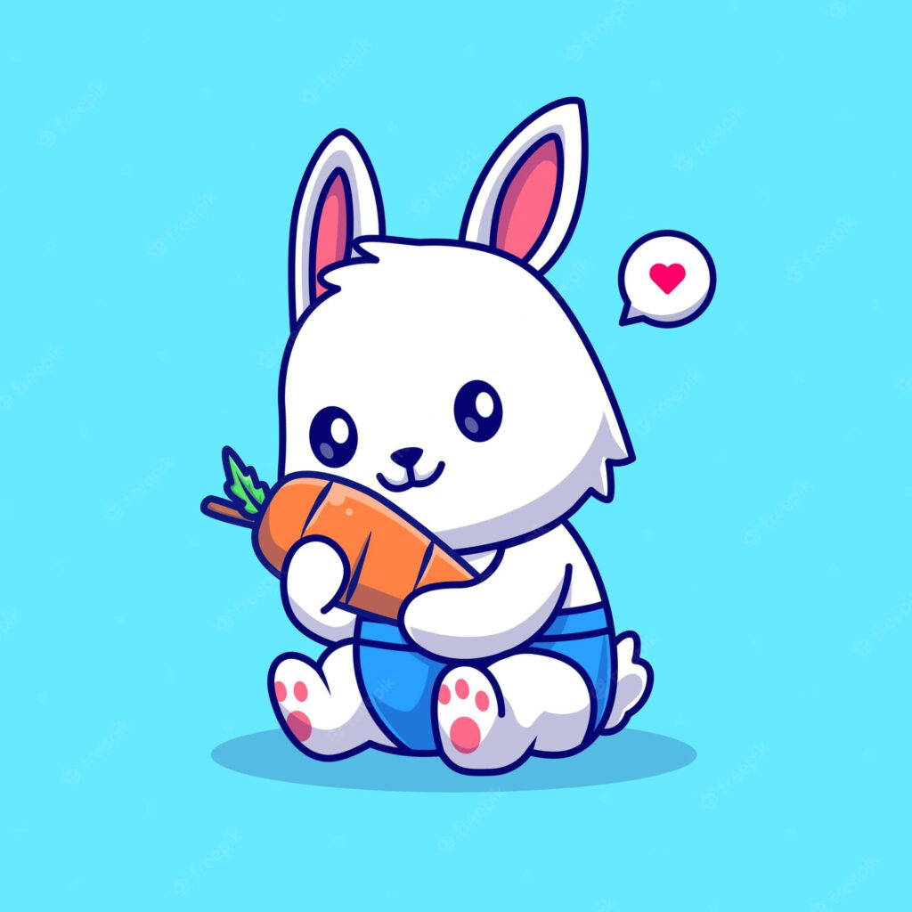 Charming Rabbit Animated Wallpaper with Heart & Carrot Design