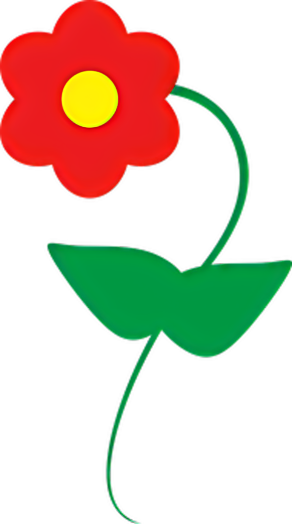 Cheerful Red Flower Cartoon Wallpaper on Transparent Background