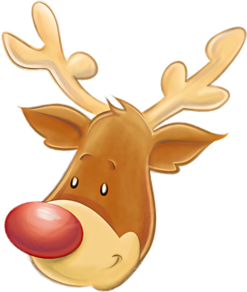 Charming Cartoon Reindeer Wallpaper with Red Nose & Transparent Background