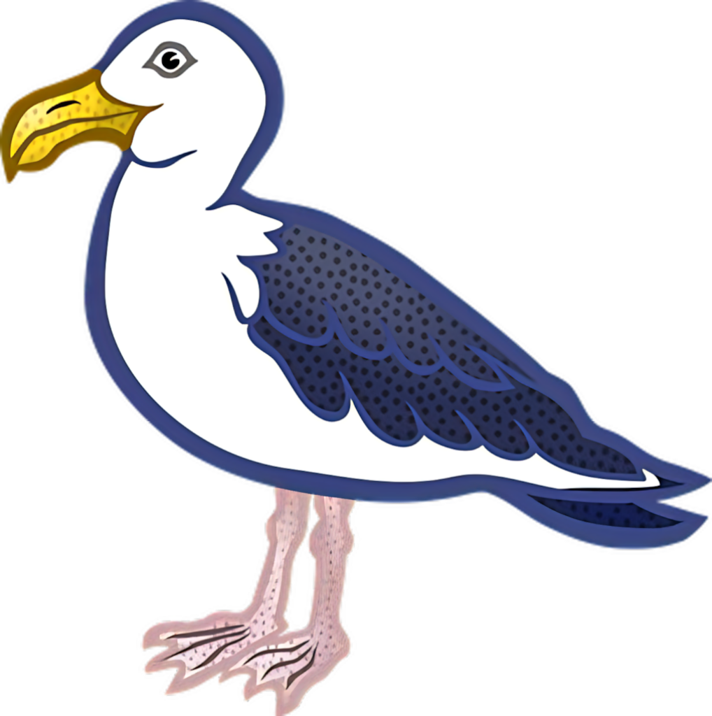 Charming Cartoon Seagull Wallpaper with Playful Illustration