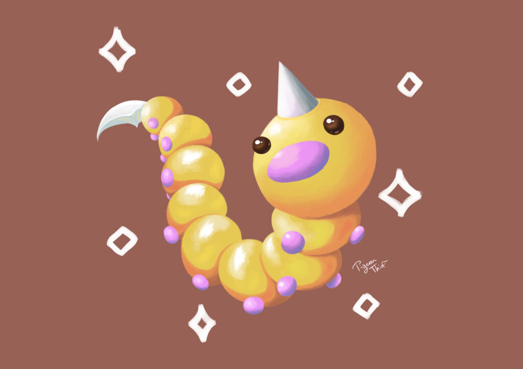 Charming Cartoon Weedle Wallpaper with Vibrant Colors & Unique Background