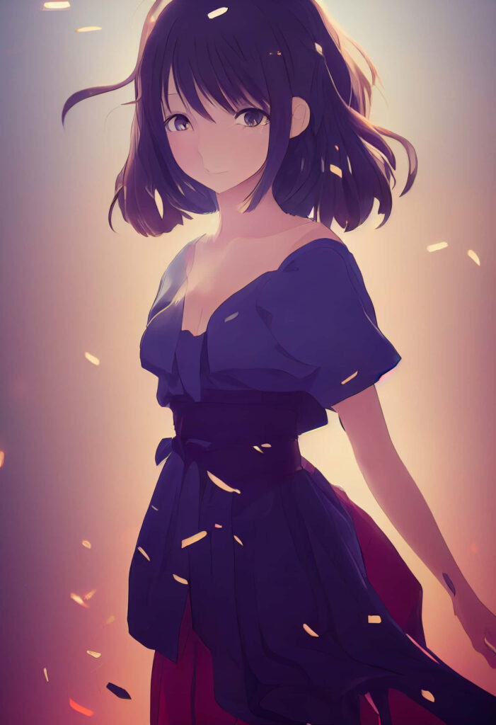 Charming Cartoon Woman Wallpaper with Warm Lighting & Magical Glow