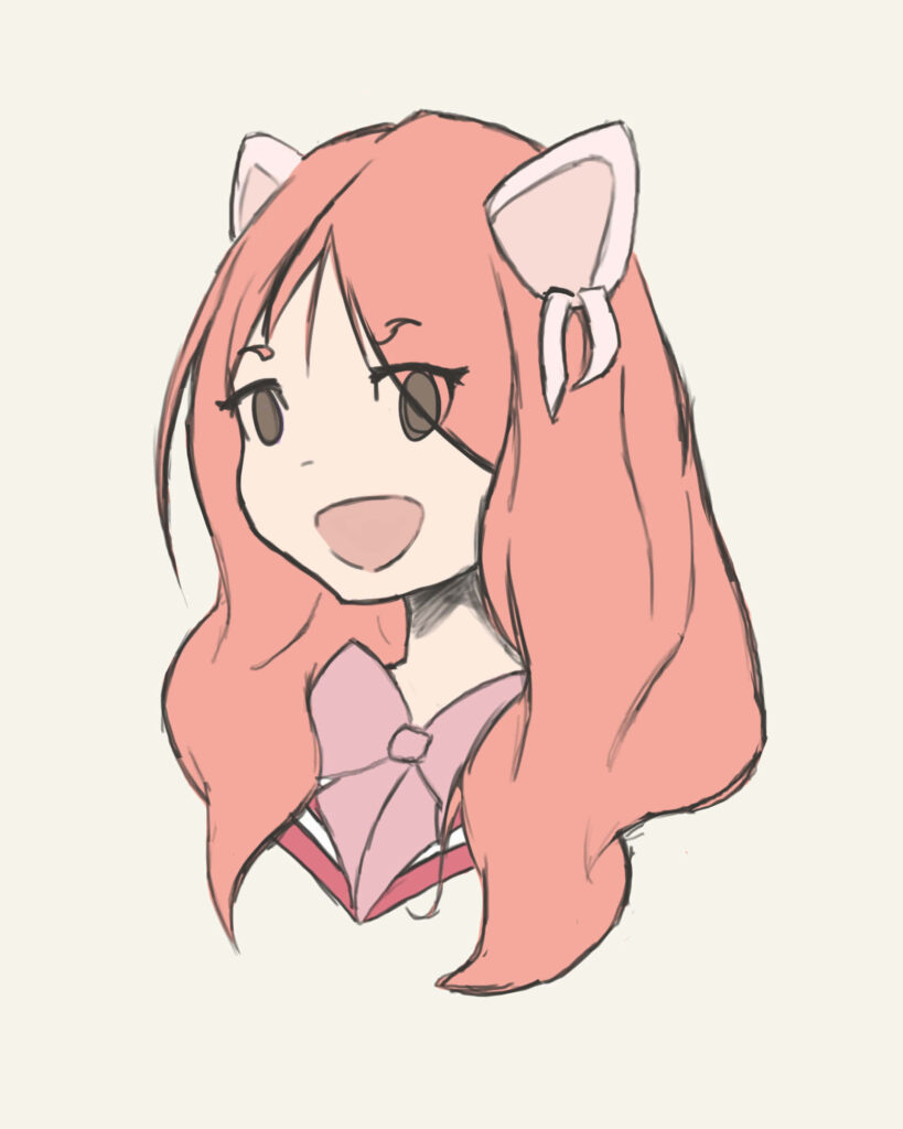 Charming Cute Cat Girl Wallpaper - Playful Pink Design