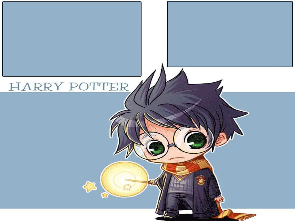 Charming Chibi Harry Potter Wallpaper - Hogwarts Wizard Design