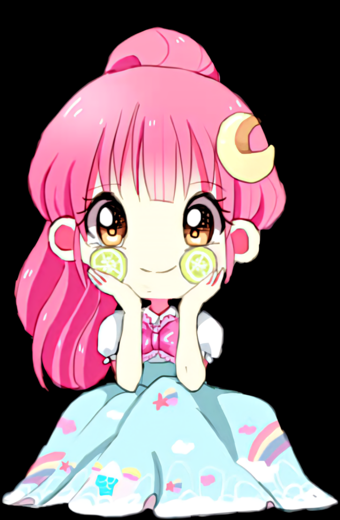 Chibi Pink-Haired Anime Girl with Lemon Slices - Cute Wallpaper