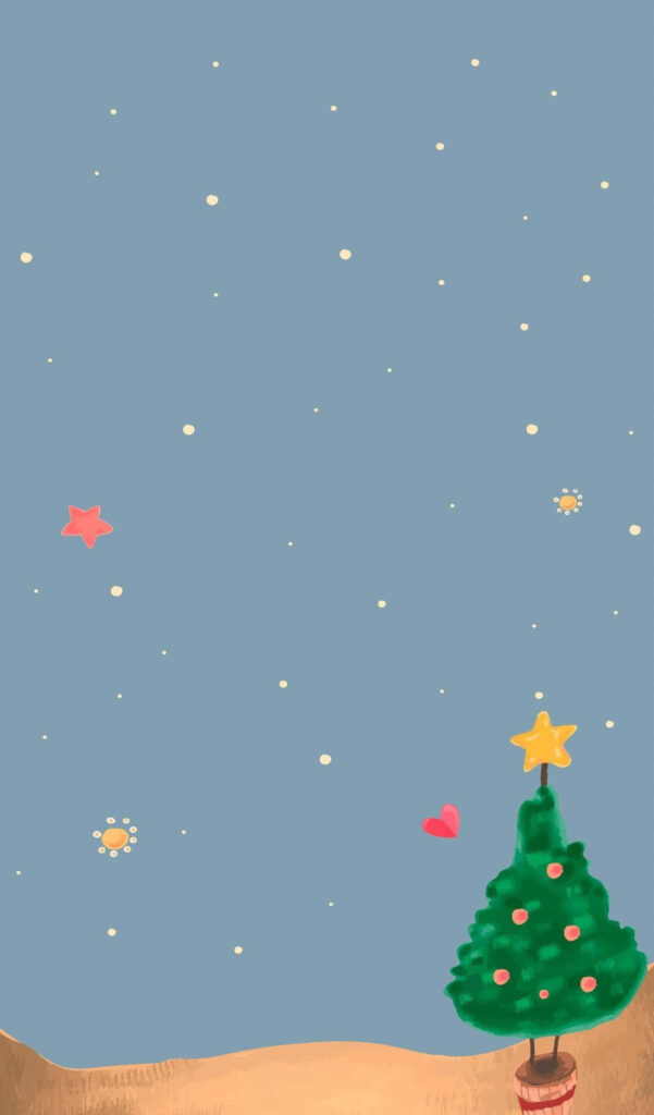Cheerful Christmas Tree Wallpaper - Starry Sky & Festive Design