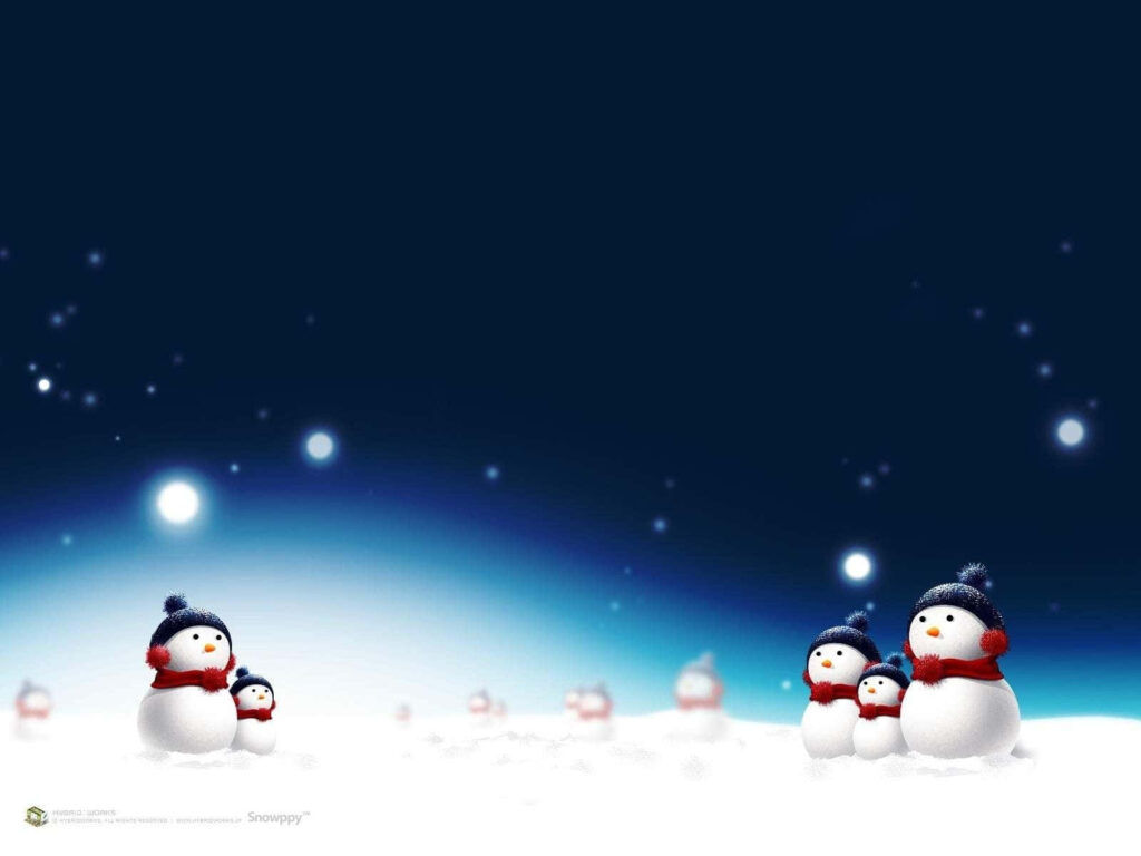 Charming Christmas Snowmen Wallpaper: Festive Winter Landscape