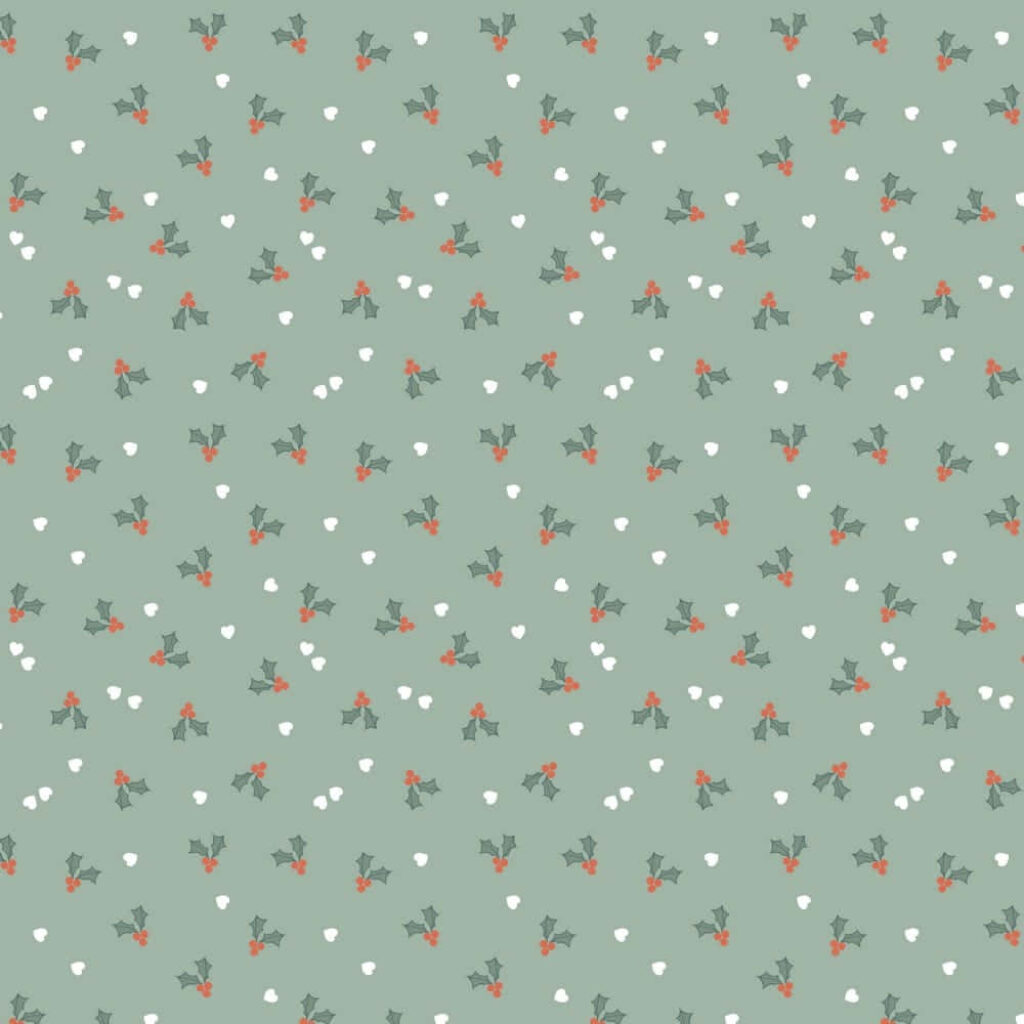 Cute Christmas Wallpaper: Mistletoe Motifs on Soft Green Background