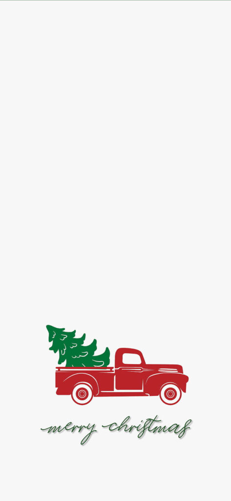 Charming Vintage Red Truck Christmas Wallpaper with Elegant Script