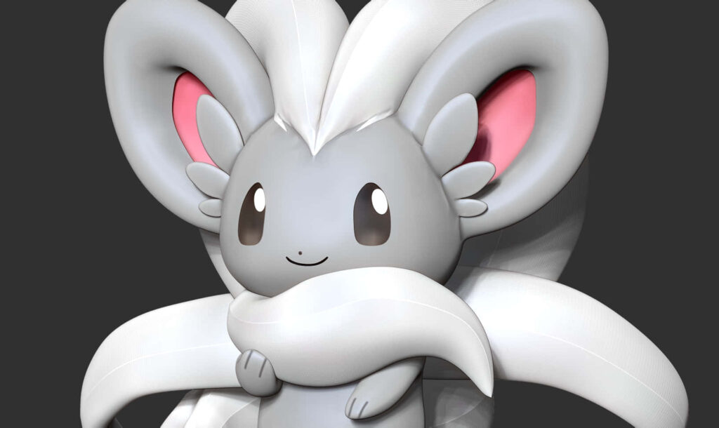 Charming Cinccino 3D Wallpaper with Intricate Details on Dark Background
