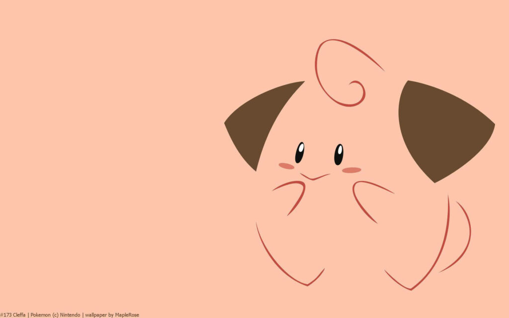 Minimalist Clefairy Vector Art Wallpaper on Soft Peach Background
