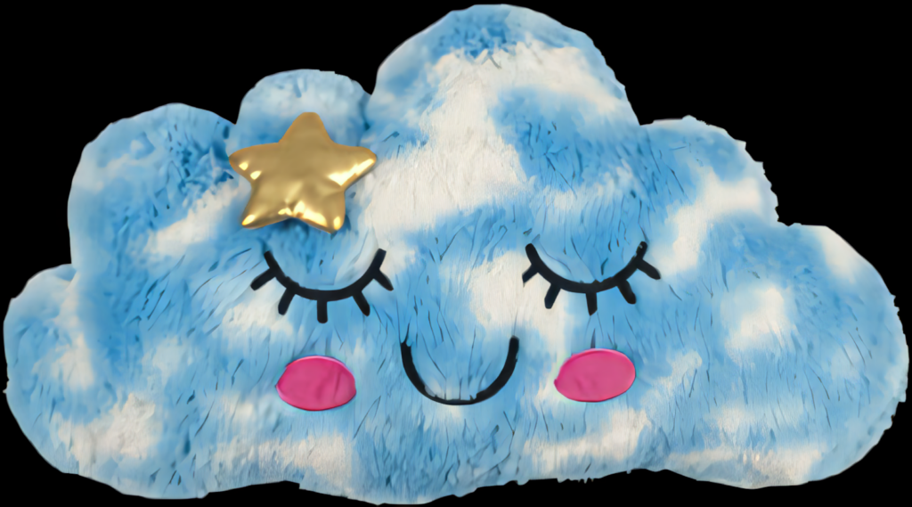 Charming Cloud Plushie Wallpaper - Fluffy Blue, White & Gold Accents