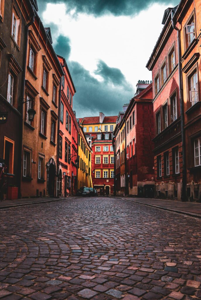 Charming Cobblestone Road & Colorful Facades - Urban Wallpaper Background
