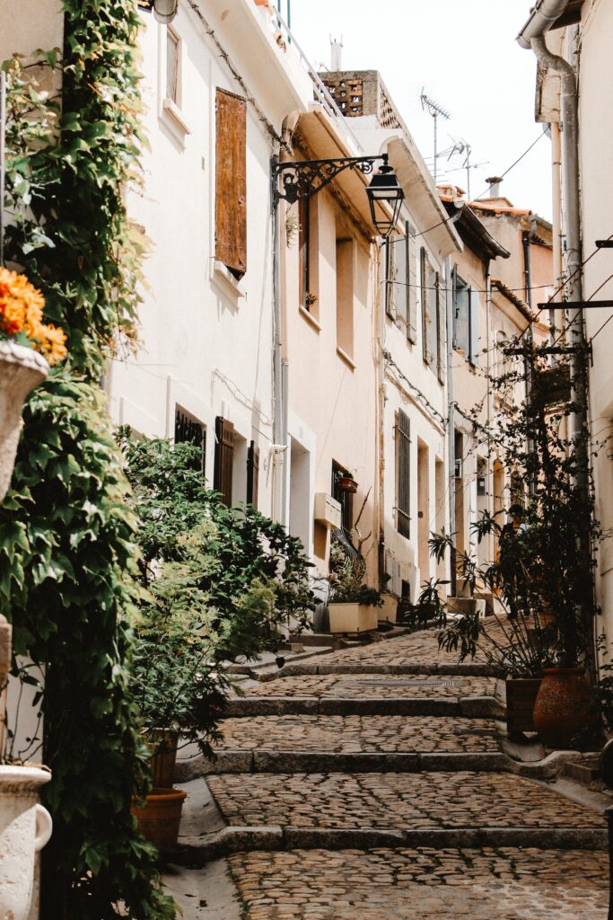 Charming Cobblestone Street Wallpaper in a Quaint European Village