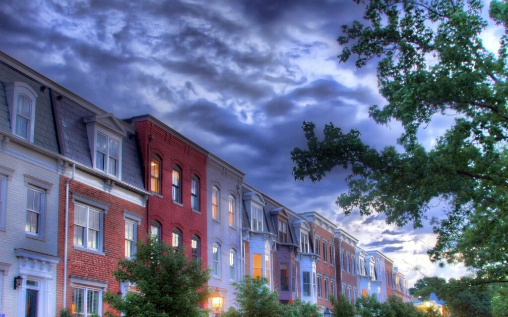 Colorful House Wallpaper: Charming Facades & Dramatic Skies