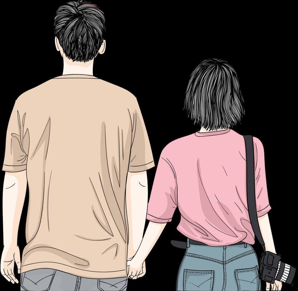 Charming Couple Holding Hands - Minimalistic Romantic Wallpaper