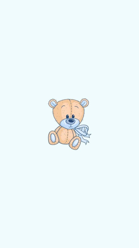 Adorable Teddy Bear iPhone Wallpaper: Cute Illustration & Soft Colors
