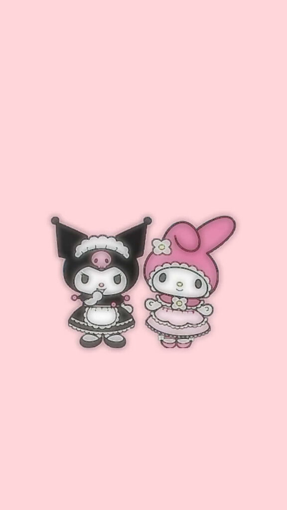 Charming Costumed Characters on Soft Pink Background Wallpaper