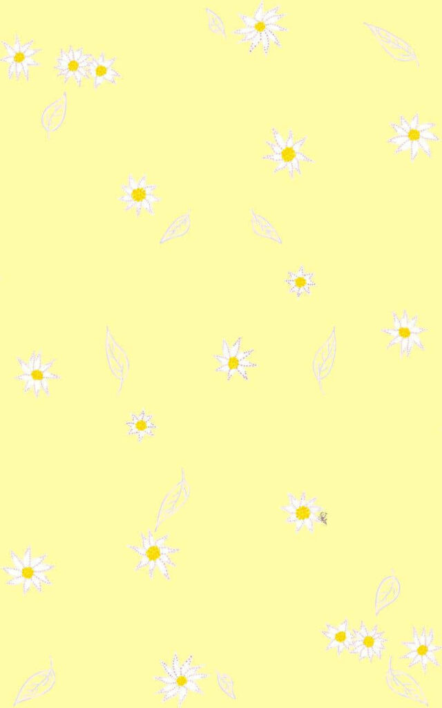 Cheerful Daisy Floral Wallpaper on Soft Yellow Background